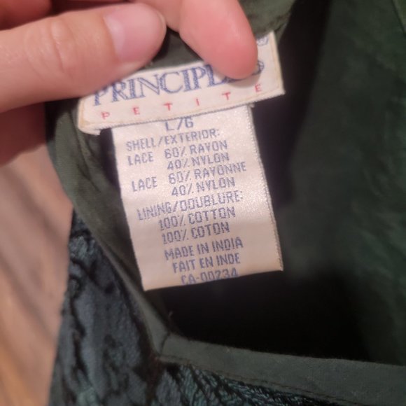 Vintage forest green lace dress with cotton slip - Picture 9 of 9